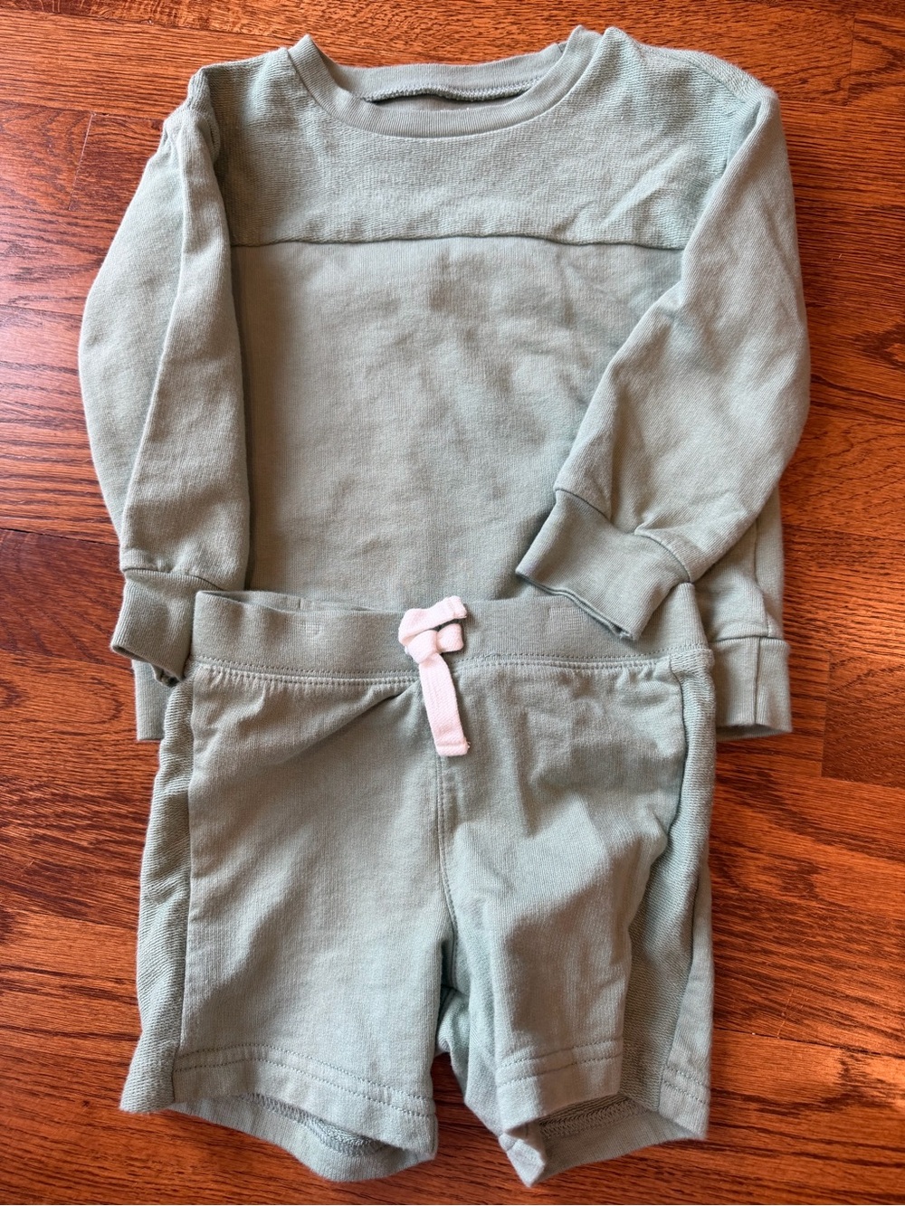 Kids' Olive Green Sweater with matching shorts - 2T